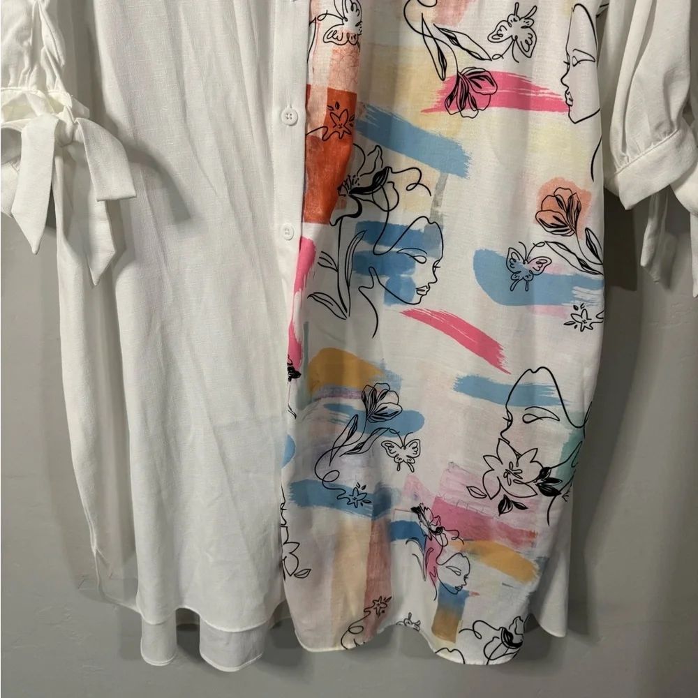 Shein - White Floral Tunic Shirt - Picture 4 of 8